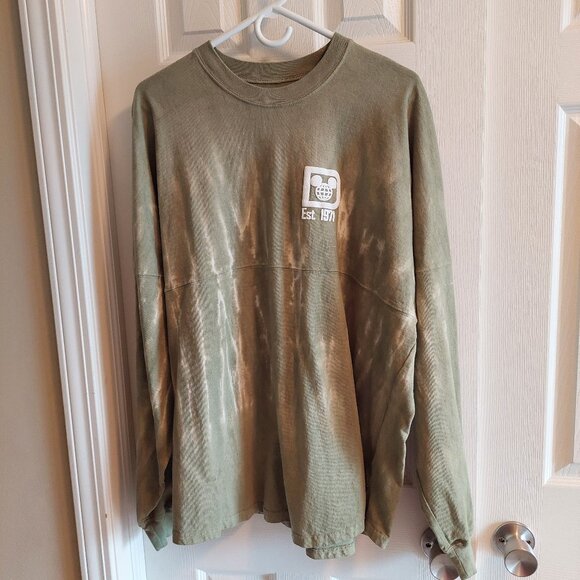 Walt Disney World Spirit Jersey Adults Sz Large Sage Green Acid Wash Tie Dye EUC - Picture 1 of 5